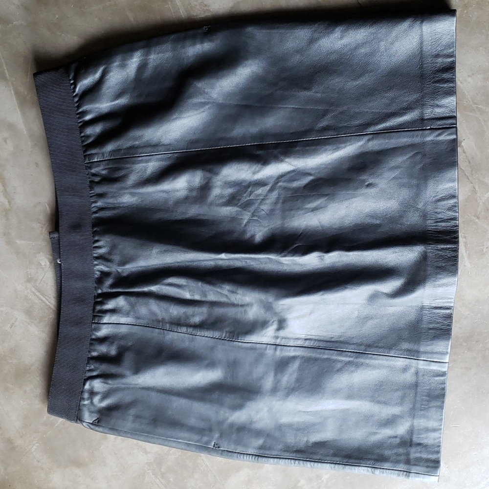 LOFT Black Leather Skirt